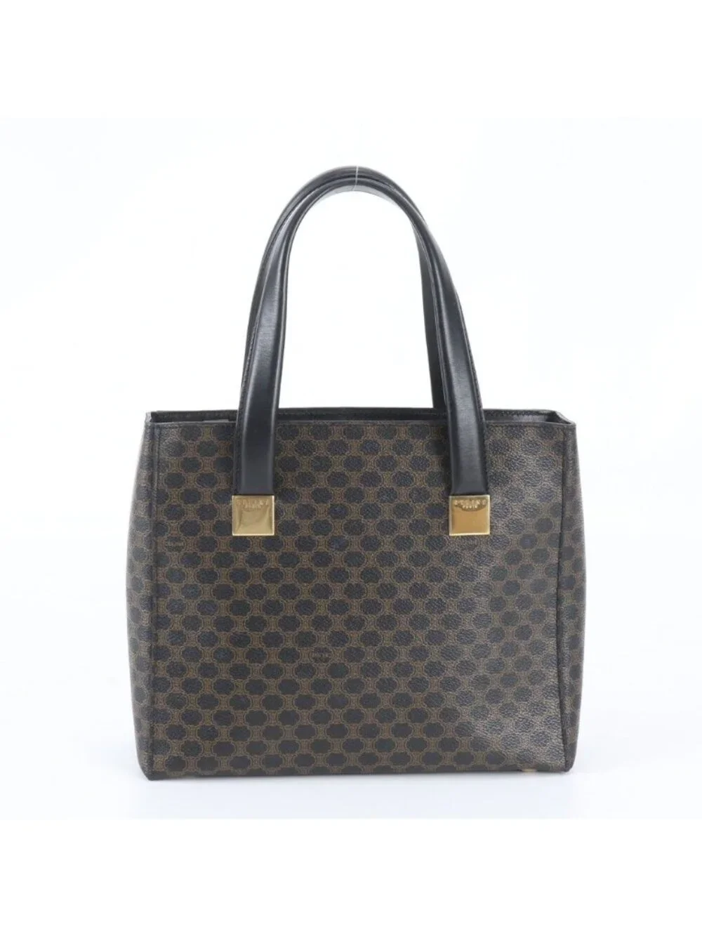 Celine Macadam Triomphe Leather Handbag Tote Black